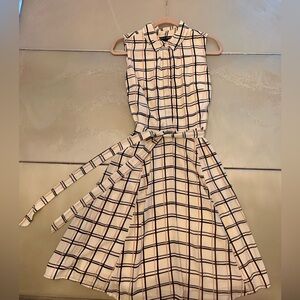 Banana Republic cream, navy, and peach stripped dress.